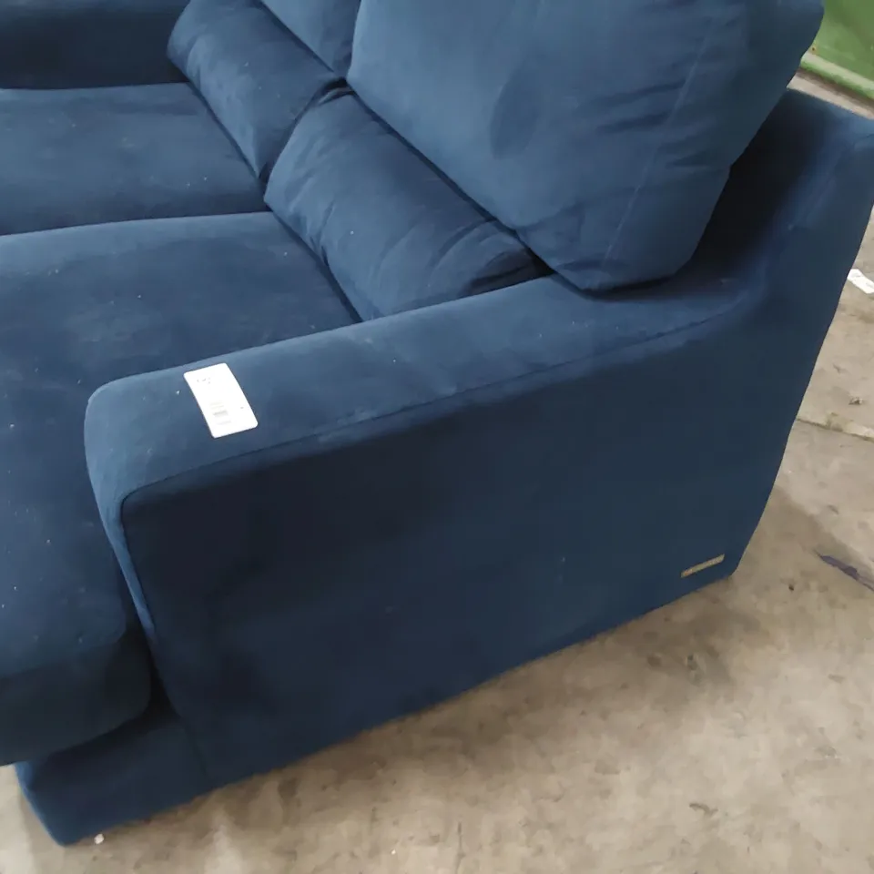 QUALITY BRITISH DESIGNER  LOUNGE Co. ROMILEY 2.5 SEATER SOFA MIDNIGHT INDIGO PLUSH FABRIC 