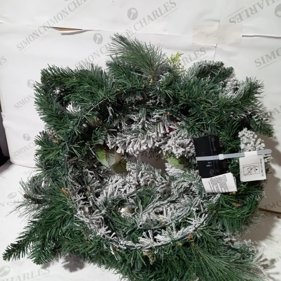 FROSTED ROSE PRE-LIT FESTIVE WREATH  RRP £42.99