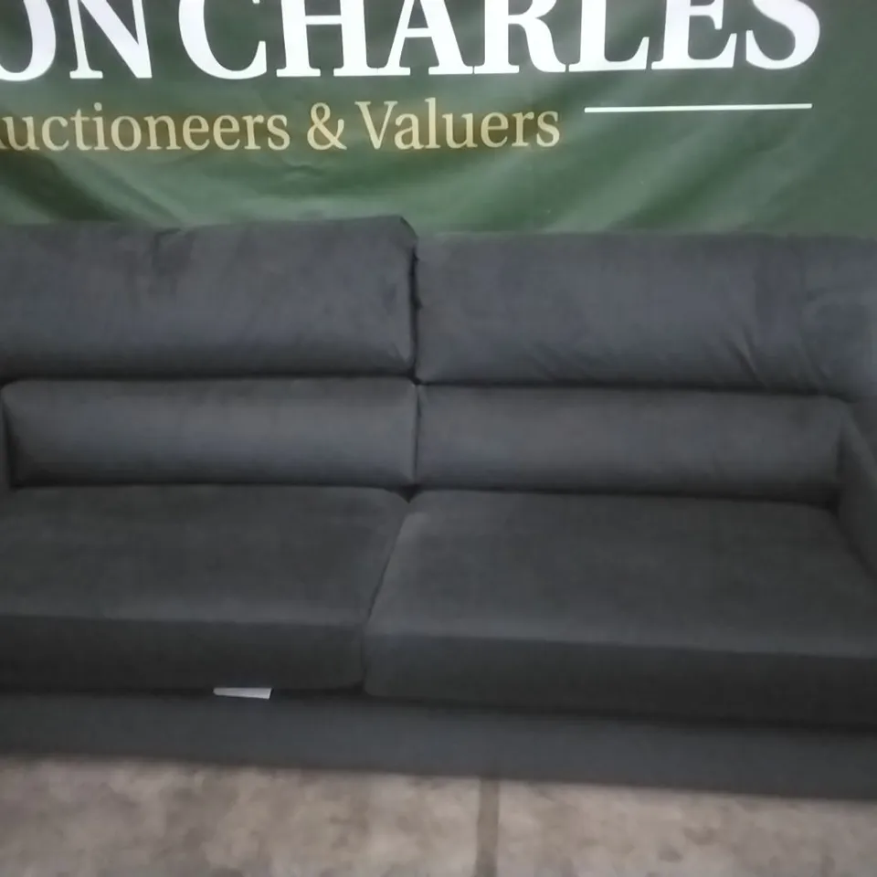 QUALITY BRITISH MADE THE LOUNGE COMPANY ROMILLY SLATE SHADOW FABRIC FOUR SEATER SOFA