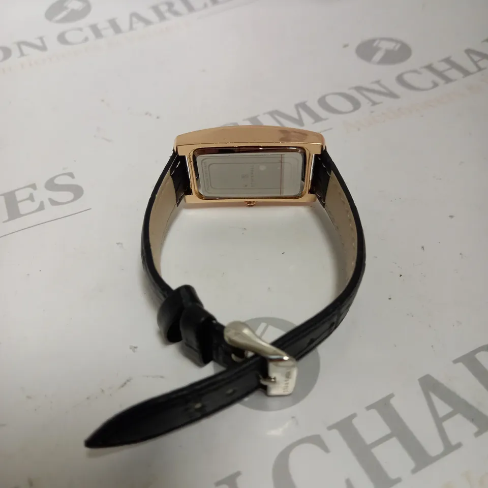 LADIES STOCKWELL WATCH – TEXTURED DIAL WITH SUB DIAL MINUTE HAND – BLACK LEATHER STRAP. 