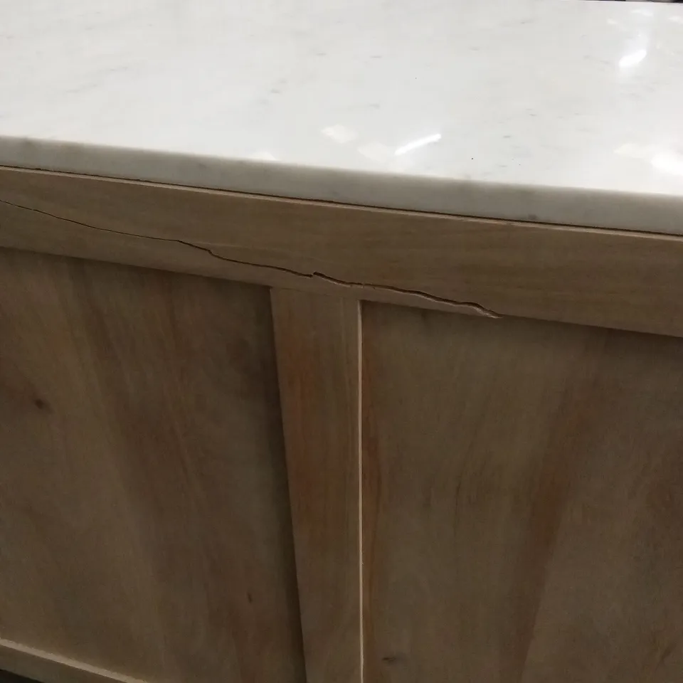 ROCHELLE MANGO WOOD & MARBLE 6 DRAWER WIDE CHEST RRP £1049