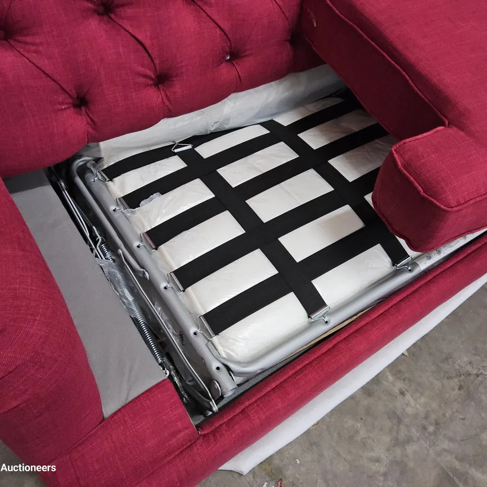 DESIGNER THE FOXCOTE WINE FABRIC LARGE METAL ACTION SOFA BED