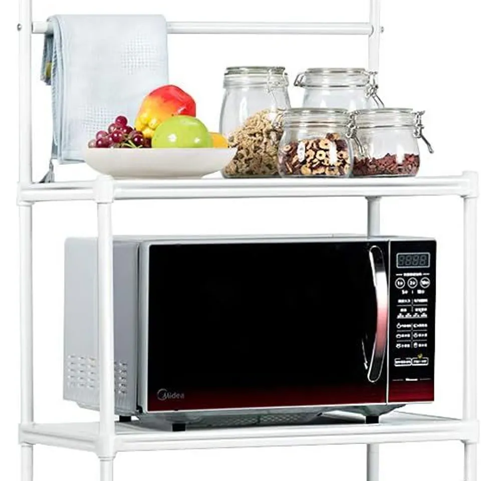 BOXED COSTWAY 4-TIER BAKER'S RACK MICROWAVE OVEN RACK SHELVES KITCHEN STORAGE ORGANIZER IRON WHITE