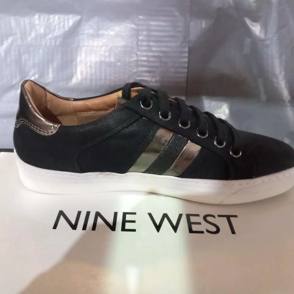 BOXED NINE WEST BLACK SYNTHETIC SNEAKERS SIZE 3