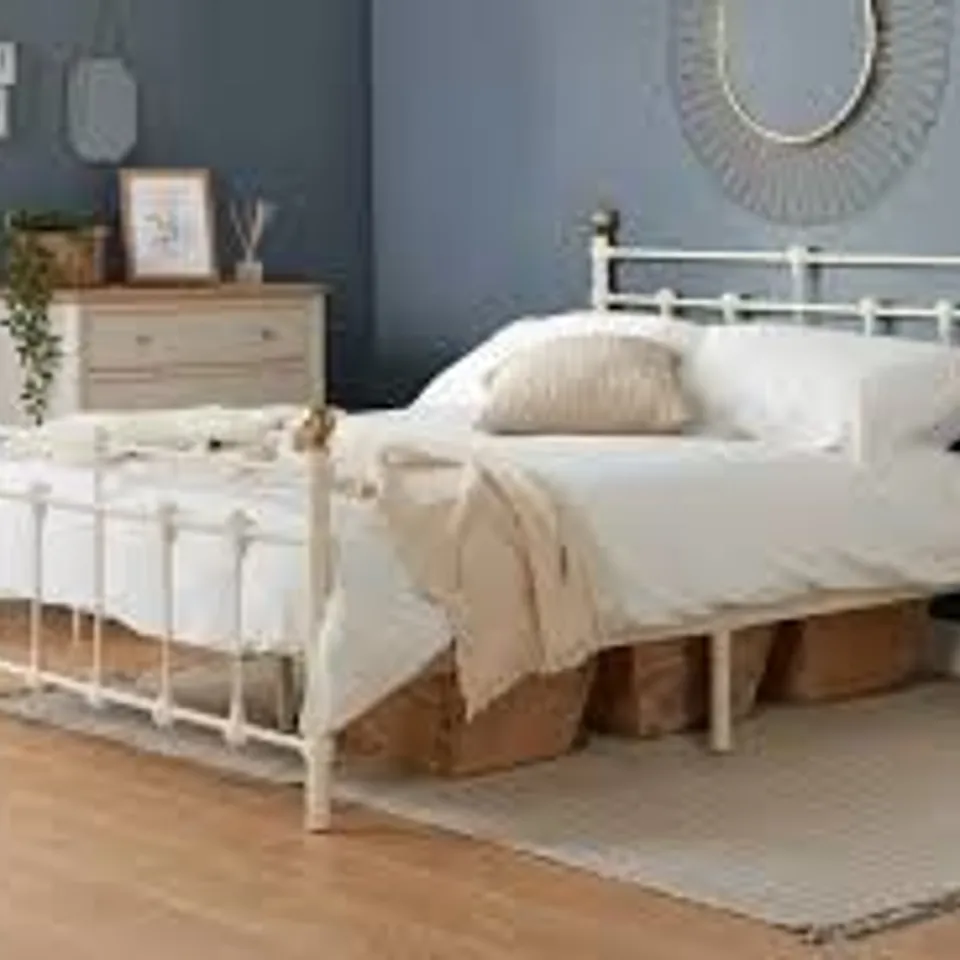 BOXED BOROUGH WHARF BED FRAME - CREAM // SIZE: DOUBLE (1 BOX)