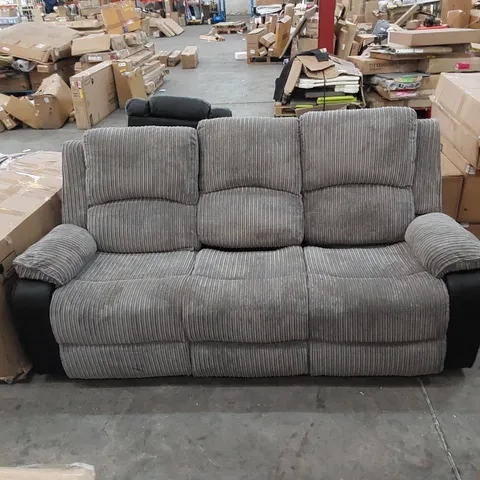 DESIGNER 3-SEATER RECLINING FABRIC/LEATHER SOFA