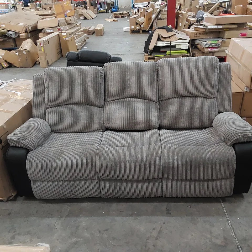 DESIGNER 3-SEATER RECLINING FABRIC/LEATHER SOFA