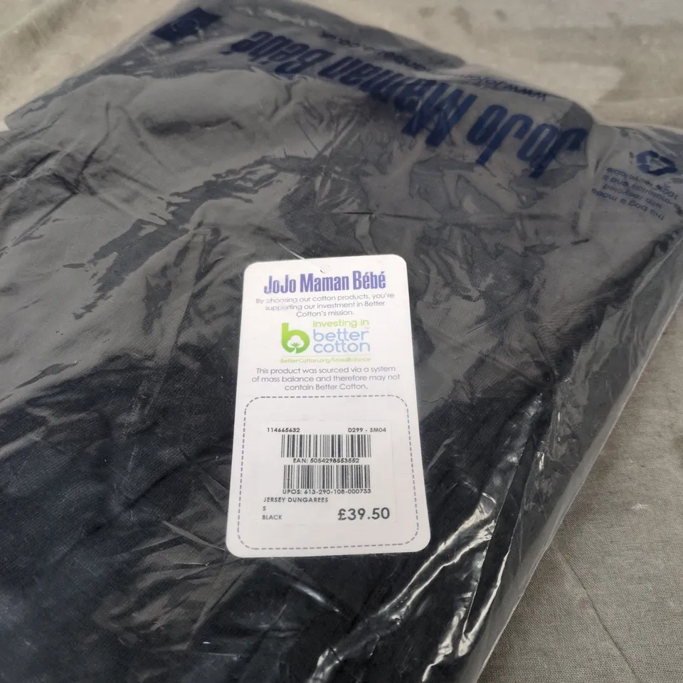 JOJO MAMAN BEBE BLACK JERSEY DUNGAREES SMALL BAGGED WITH TAGS