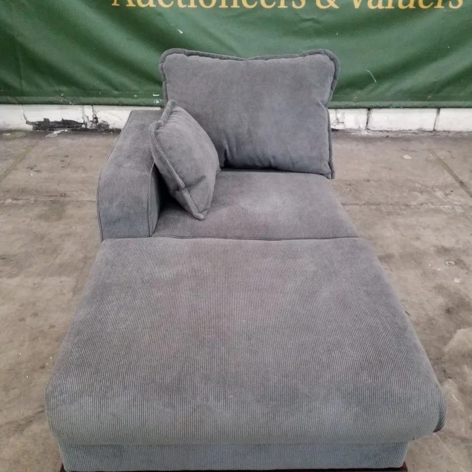 QUALITY DESIGNER LHF CHAISE - DARK GREY CORDUROY FABRIC 