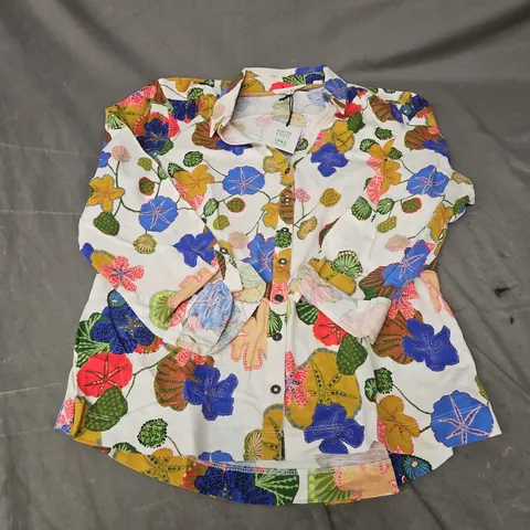 WHITE STUFF ANNIE JERSEY SHIRT IN IVORY PRINT SIZE 16