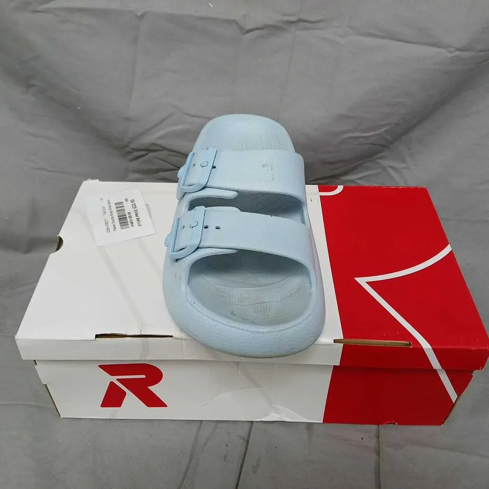 RIEKER SANDALS – LIGHT BLUE DOUBLE BUCKLE SLIDES – WOMEN'S EU 40-41