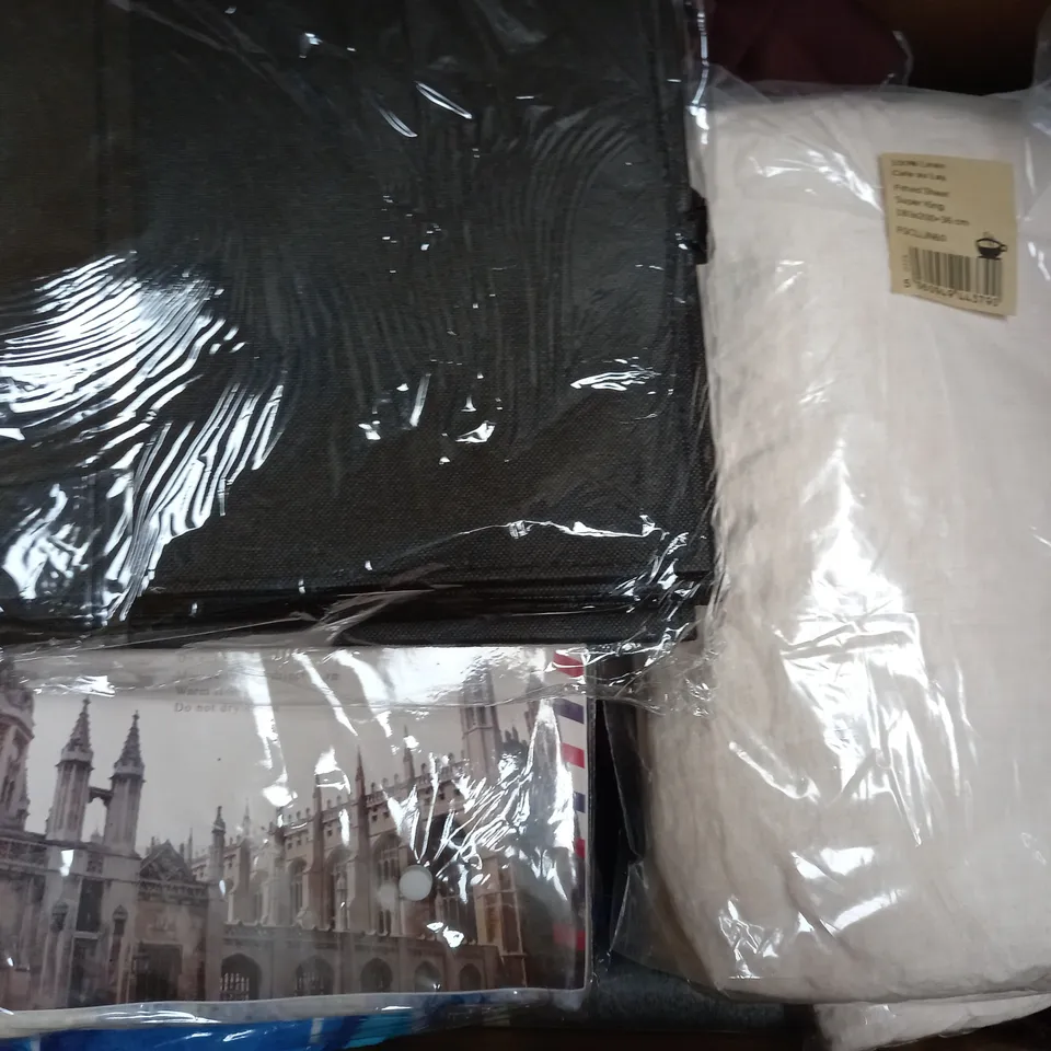 BOX OF APPROXIMATELY 20 ASSORTED HOUSEHOLD ITEMS TO INCLUDE INTERIOR DEHUMIDIFIER, DRYNITES PAJAMA PANTS, ETC