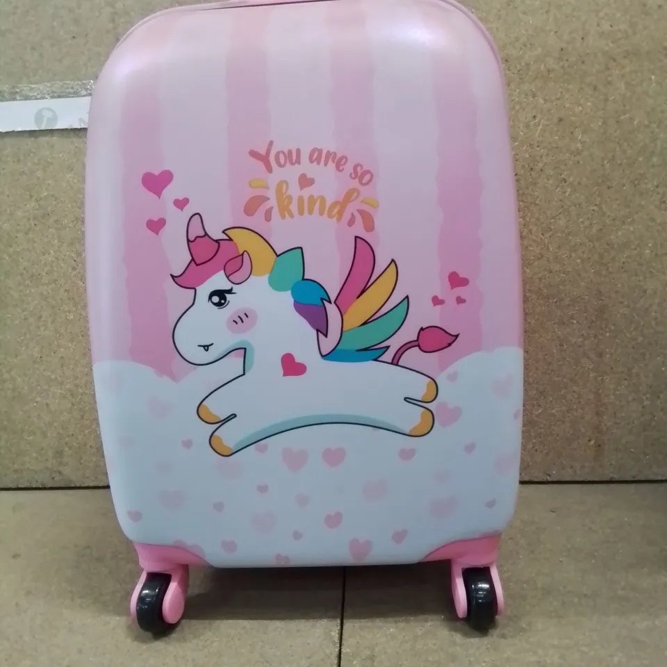 BOXED KIDS PINK UNICORN SUITCASE