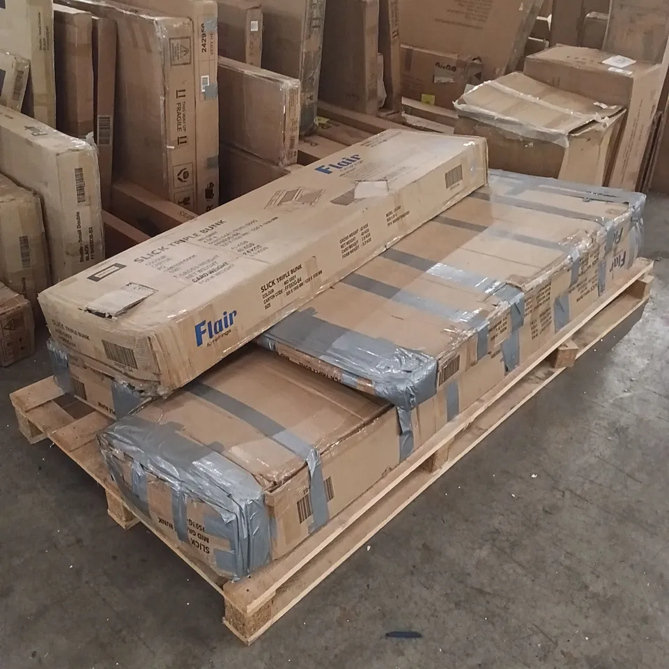 BOXED FLAIR FURNISHINGS SLICK TRIPLE BUNK - MID GREY (4 BOXES)