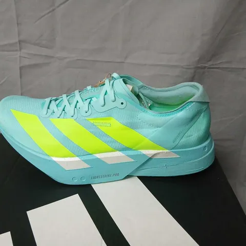 ADIDAS ADIZERO ADIOS PRO 4 M RUNNING SHOES – TURQUOISE/NEON, US 9 (UK 8.5)