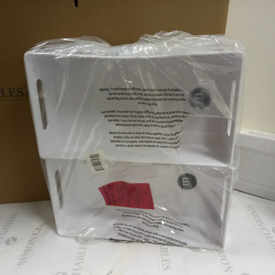 BOX OF APPROX 6 SET OF 2 WHITE STORAGE BOXES