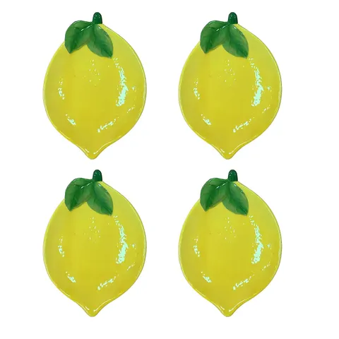 HOME STORIES SET OF 4 LEMON FRUIT PLATE