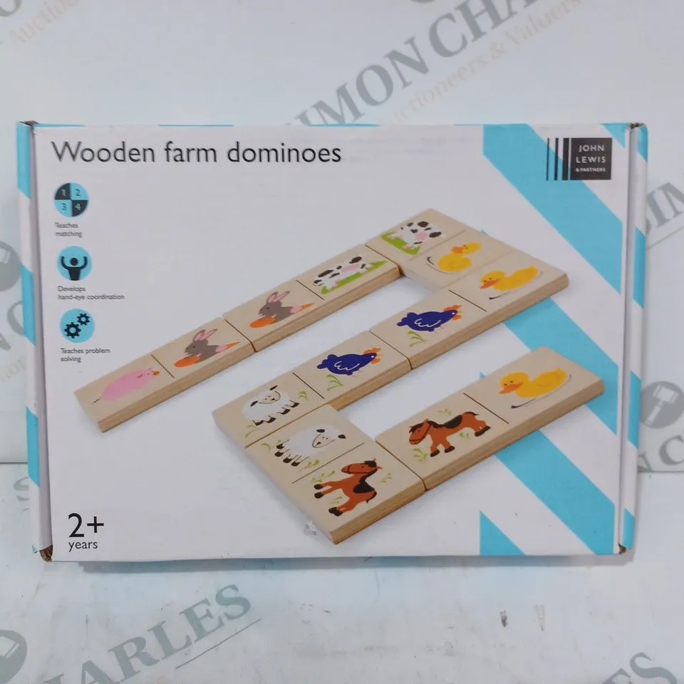 BOXED JOHN LEWIS WOODEN FARM DOMINOES