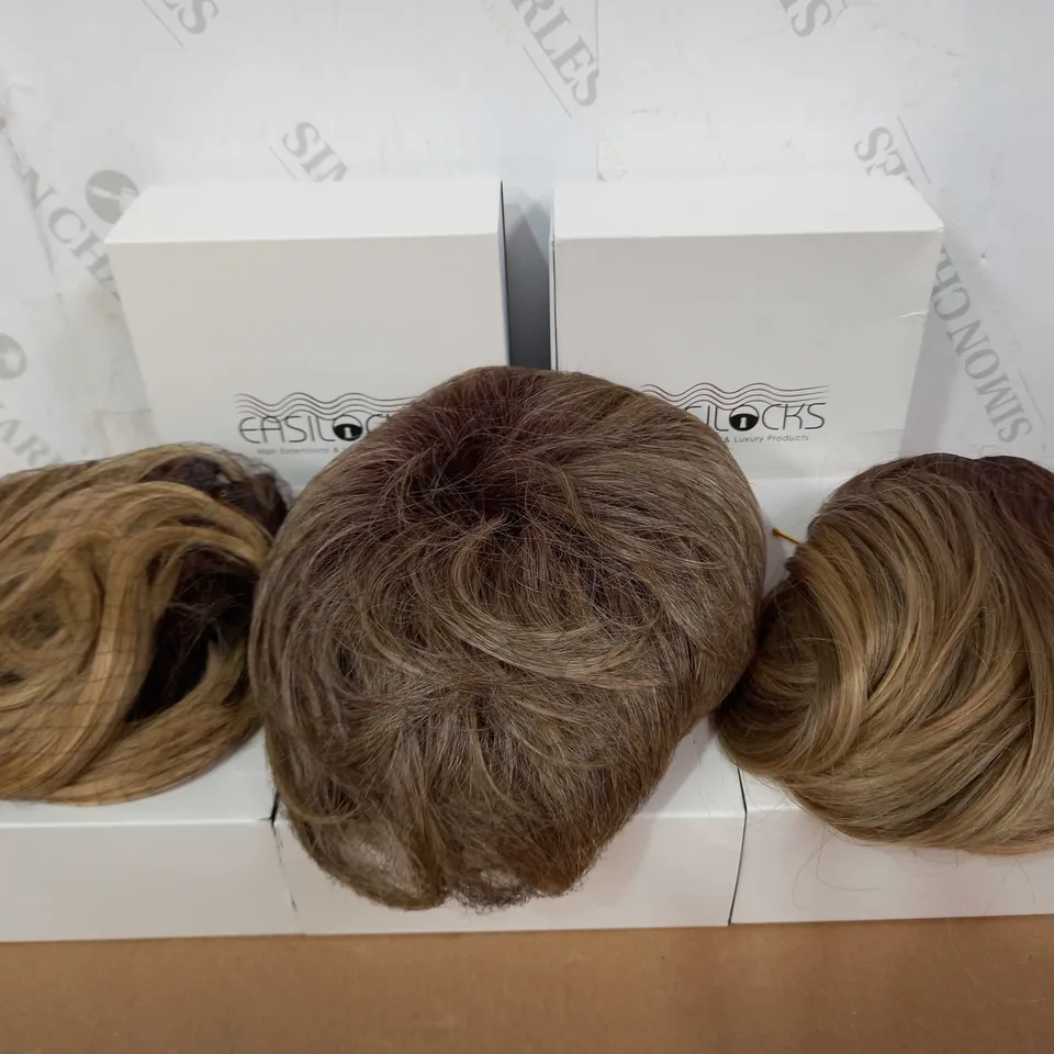 EASILOCKS HAIR BUNDLE OF 5 BOXES: VANILLA BALAYAGE - 1 X SCRUNCHIE, 2 X EXTRA VOLUME, 1 X FRINGE &  1 X SHORT KATIE WIG