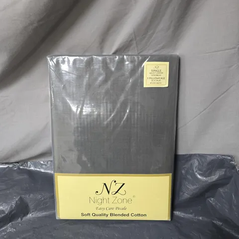 NZ NIGHT ZONE SINGLE QUILT COVER SET – GREY PERCALE COTTON, 137 X 198 CM, INCLUDES 1 PILLOWCASE