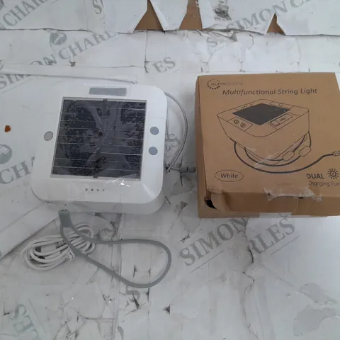 AURAGLOW WHITE USB & SOLAR RECHARGEABLE STRING LIGHTS