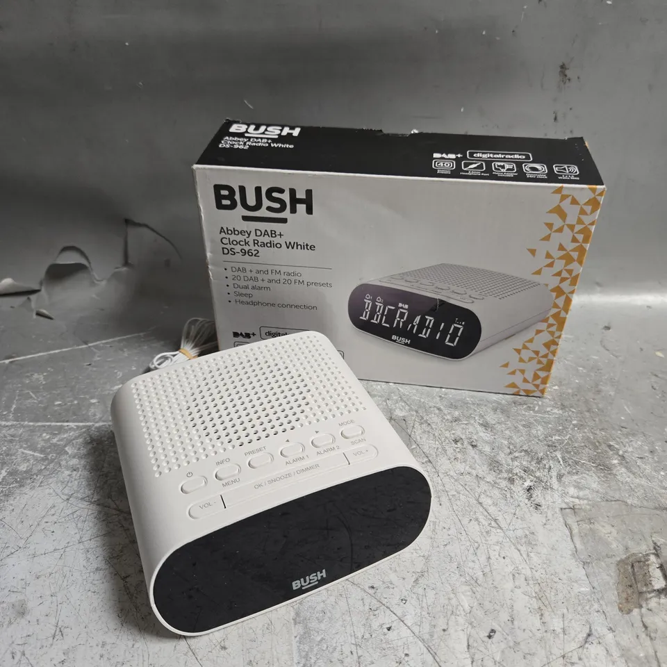 BOXED BUSH ABBEY DAB+ CLOCK RADIO IN WHITE 