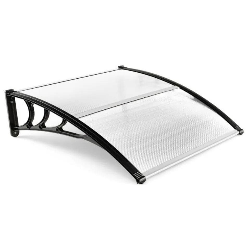 BOXED COSTWAY 102 X 98cm WINDOW DOOR AWNING CANOPY - TRANSPARENT