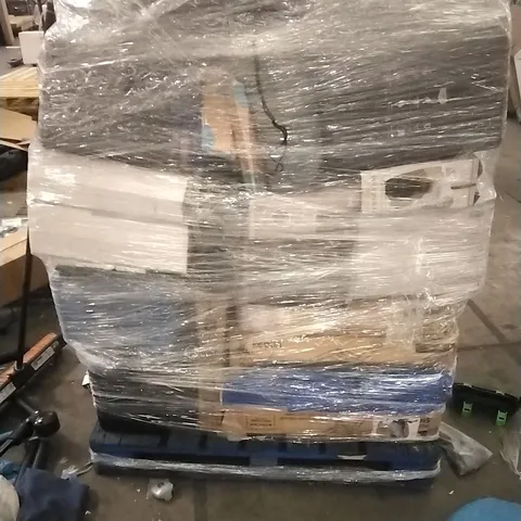 PALLET CONTAINING A LARGE QUANTITY OF ASSORTED HOUSEHOLD GOODS WHICH INCLUDE; AIRFRYER, SUITCASES, PACK OF 2 CHAIRS, FOLDING CHAIRS, COOLER ETC 