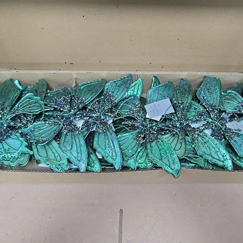 BOX OF APPROXIMATELY 24 GISELA GRAHAM GREEN BUTTERFLY DECORATIONS