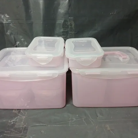 LOCKNLOCK 10 PC PLASTIC COOKWARE SET IN TRANSPARENT PINK
