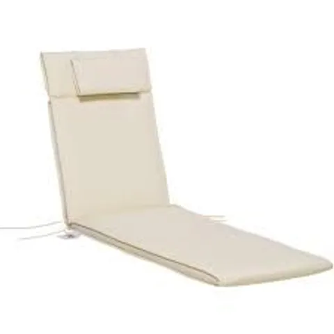 BOXED OUTSUNNY CREAM WHITE SUN LOUNGER CUSHION REPLACEMENT WITH PILLOW 198 X 53CM