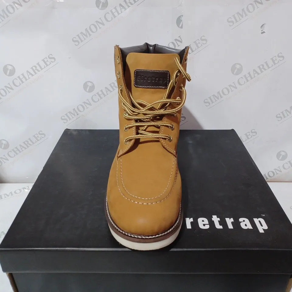 BOXED PAIR OF FIRETRAP BEDWORTH BOOTS IN TAN UK SIZE 10