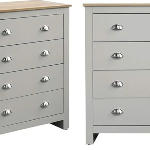 BOXED TEO 4-DRAWER CHEST OF DRAWERS - GREY (1 BOX)