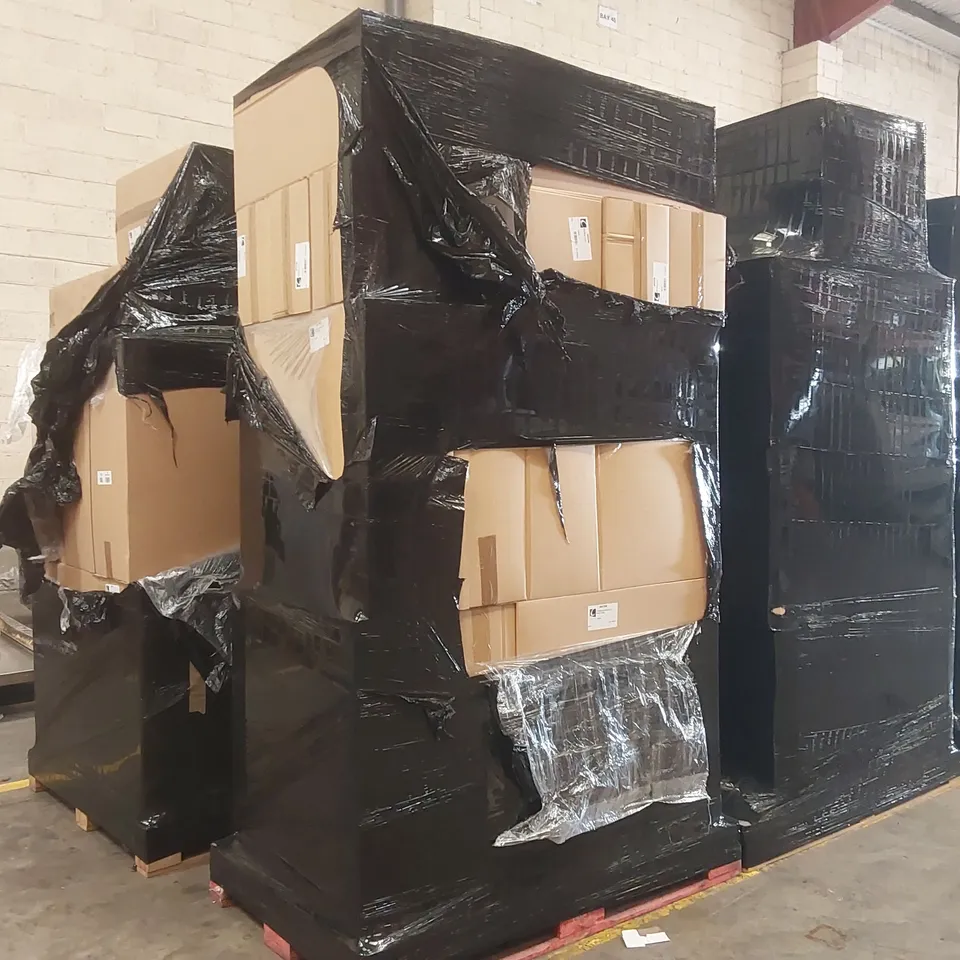 PALLET CONTAINING A LARGE QUANTITY OF BATHROOM FURNITURE PARTS INCLUDING: CALYPSO BASE UNIT CARCASSES ECT
