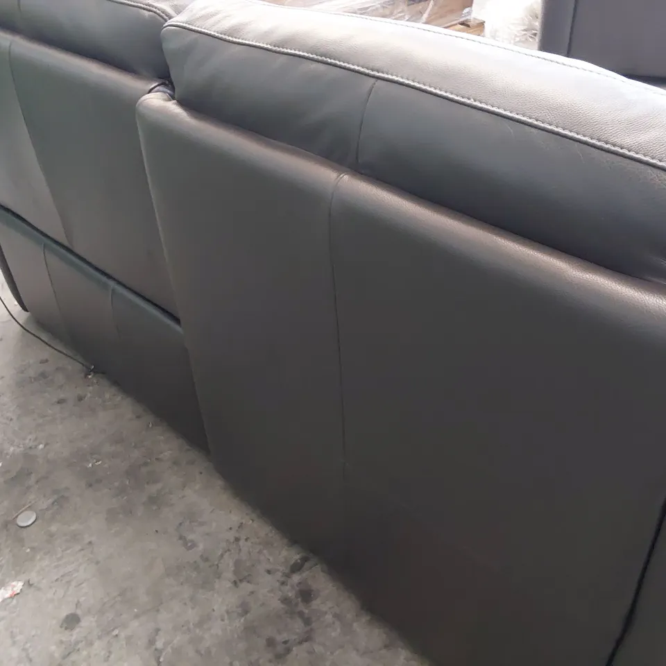 QUALITY ITALIAN DESIGNER POWER RECLINING THREE SEATER SOFA CHARCOAL LEATHER 