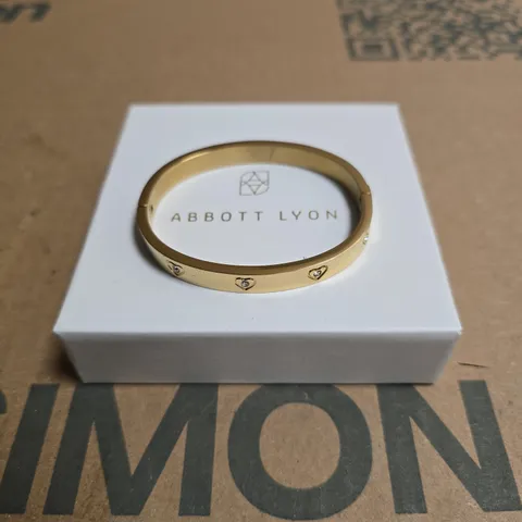 ABBOTT LYON CHUNKY CRYSTAL HEART BANGLE – GOLD, S/M