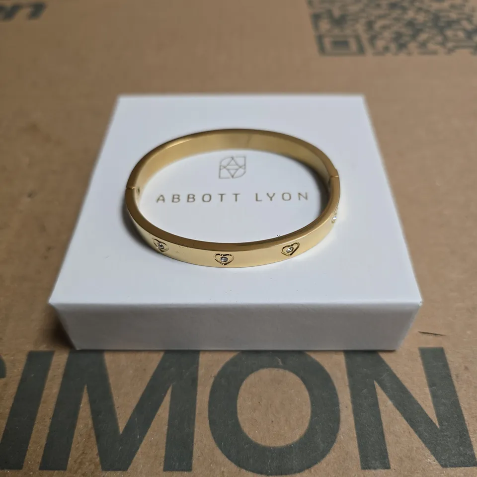 ABBOTT LYON CHUNKY CRYSTAL HEART BANGLE – GOLD, S/M