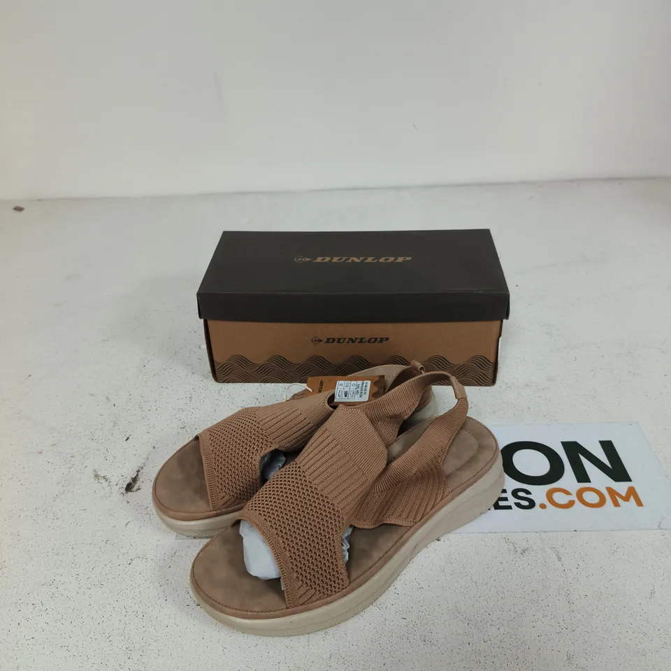 DUNLOP WOMEN'S TAN STRAPPY SANDALS – OPEN-TOE, WITH BOX UK 6