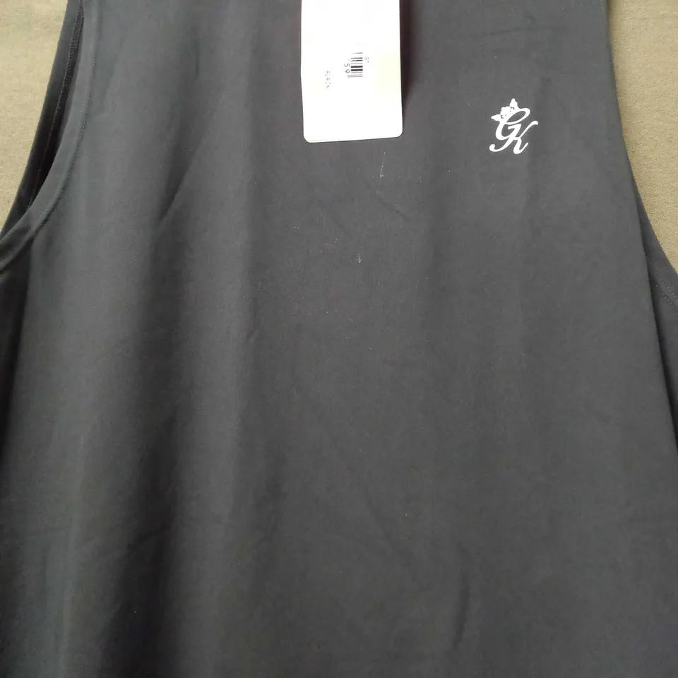 GYMKING 365 SLIM HEM VEST IN BLACK - UK 10