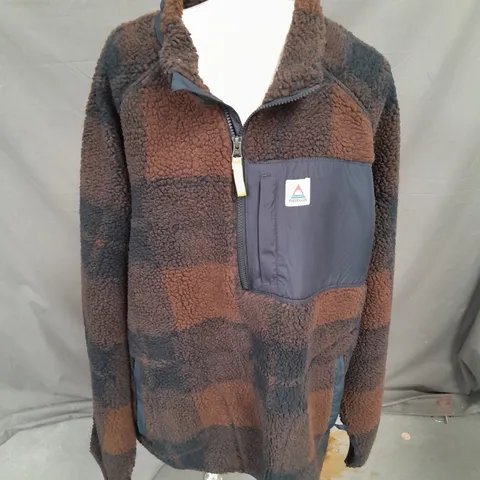 PASSENGER OFFROAD RECYCLED DEEP PILE SHERPA FLEECE IN CHESNUT/DEEP NAVY CHECK SIZE XXL