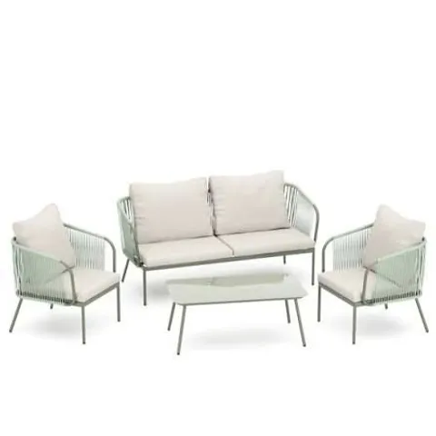 GARDEN STORIES ROPE 4 PIECE TABLE AND CHAIRS CONVERSATION SET GREY