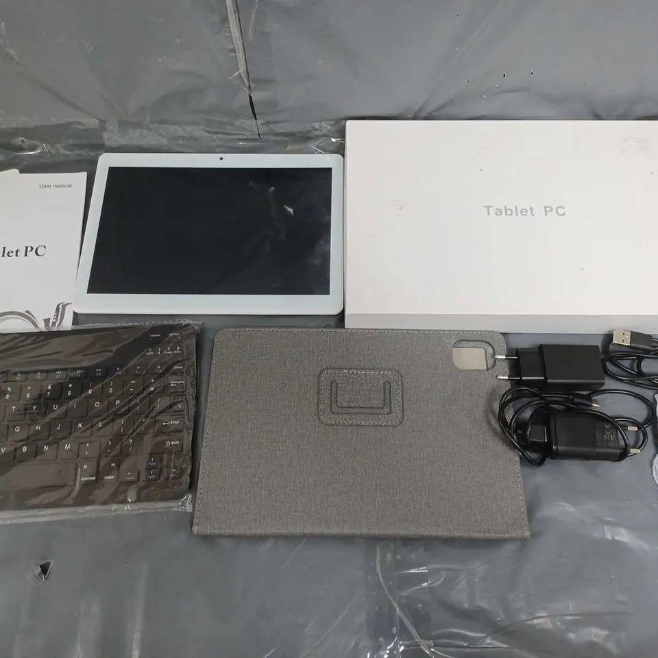 BOXED KISEDAR TABLET PC IN GREY WITH KEYBOARD, CASE, AND ACCESSORIES 