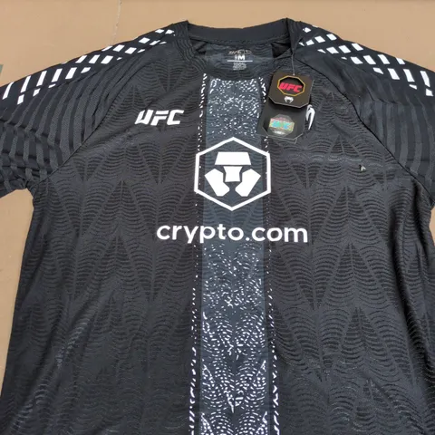 UFC MEN'S T-SHIRT β BLACK, 100% POLYESTER β SIZE M β CRYPTO.COM LOGO