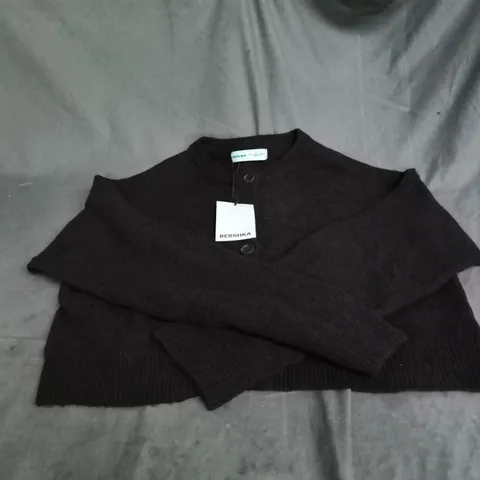 BERSHKA WOMEN'S BLACK KNIT CARDIGAN – UK 8-10 (EUR S / US S)