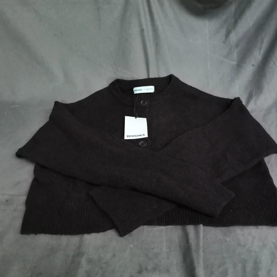 BERSHKA WOMEN'S BLACK KNIT CARDIGAN – UK 8-10 (EUR S / US S)