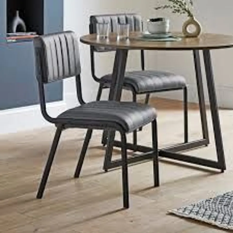 BOXED PAIR OF RHYS DINING CHAIR GREY PU