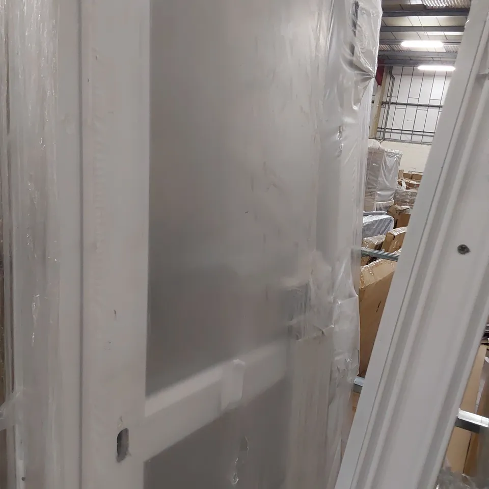 PVCU WHITE OBSCURE GLAZED BACK DOOR & FRAME RIGHT HAND OPENING 2055 × 920mm