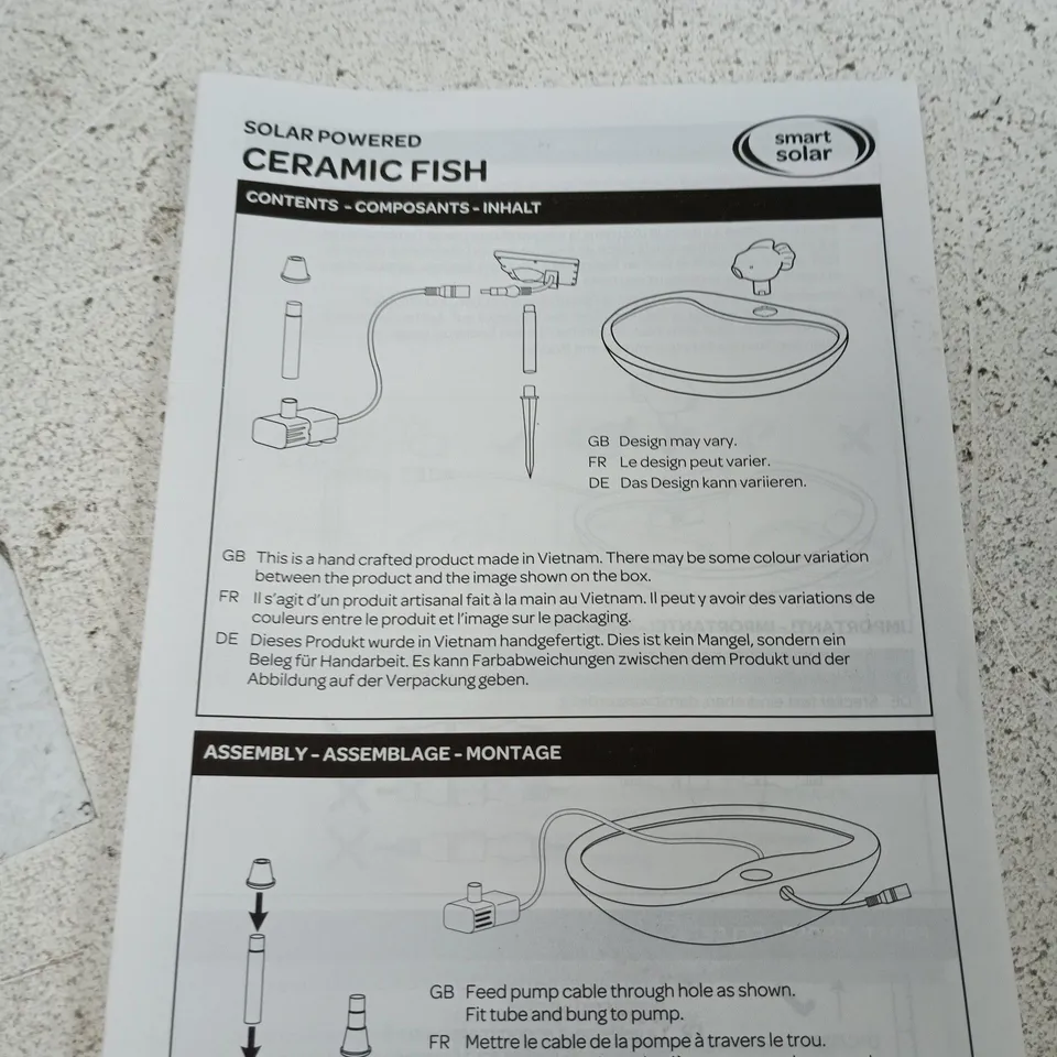 SMART SOLAR CERAMIC FISH GARDEN ORNAMENT – SOLAR-POWERED WATER FEATURE