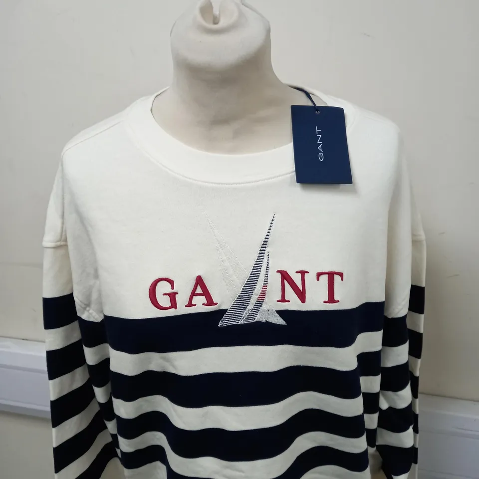 GANT SIL STRIPED C NECK SWEATER M