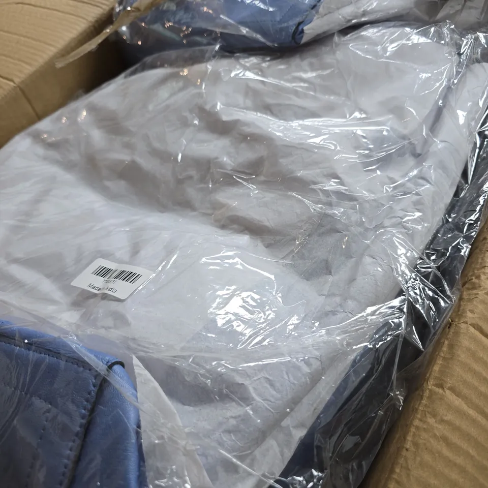 BOX OF APPROXIMATELY 8 X LIGHT BLUE LEATHER TOTE BAG